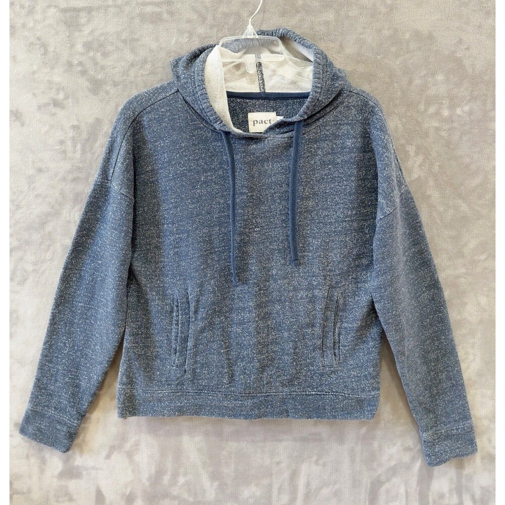 PACT Organic Cotton Hoodie Sweatshirt Women's Medium Blue Marle Side Zippers